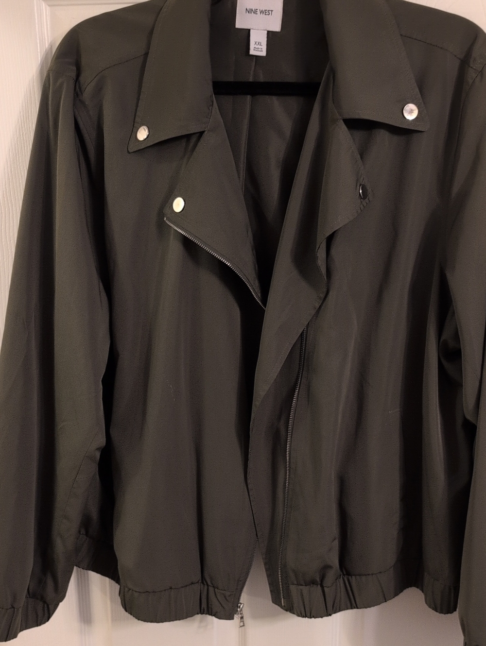 Nine West Olive Green Bomber Moto Jacket